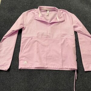 Adidas Jacket Womens Medium Pink Quarter Snap Pullover Windbreaker Athletic
